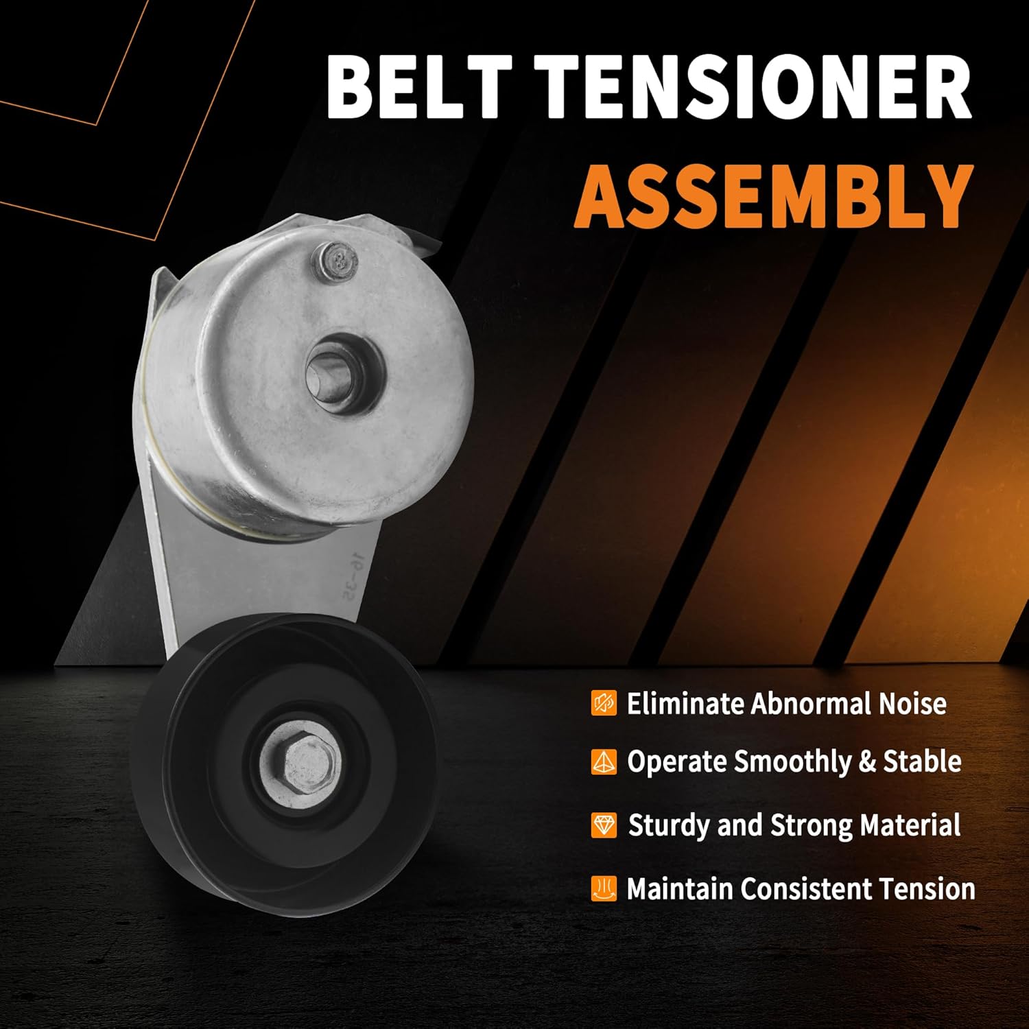 38178 Belt Tensioner Pulley Assembly Fit for Buick Rainier 2004-07, Chevy Colorado 2004-12, Trailblazer 2002-09, GMC Canyon 2004-12, Envoy 2002-09, Hummer H3 2006-10, Isuzu Ascender 2003-08