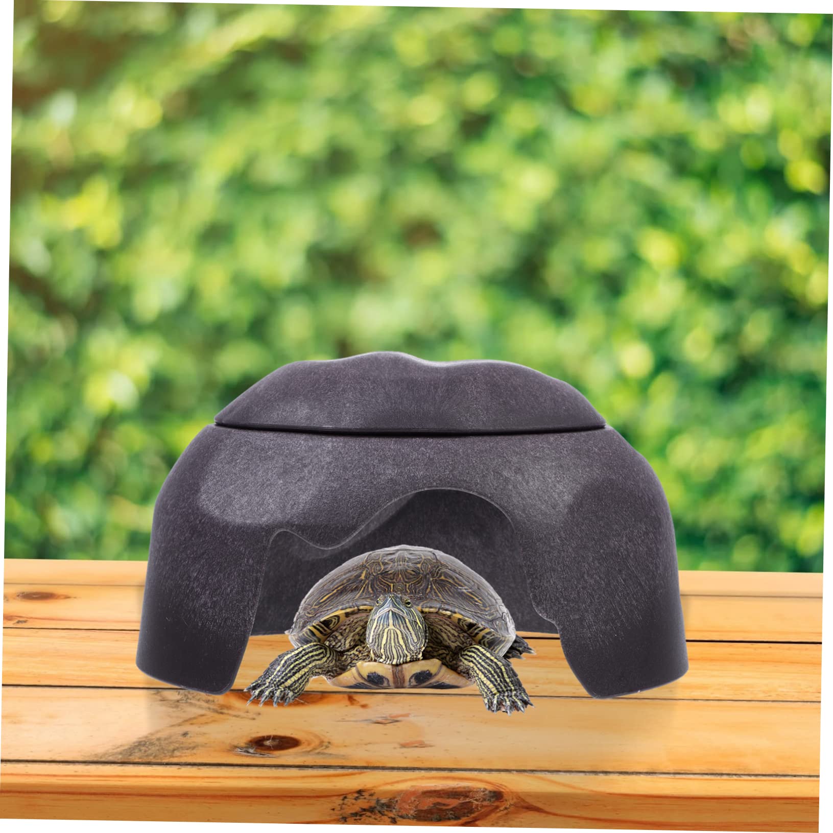 Cachette de Reptile en Céramique et Plastique pour Aquarium, 1 Set | Couleur Café, avec Gamelles, pour Poissons et Geckos, Décor de Bac, Format Adapté aux Vivariums