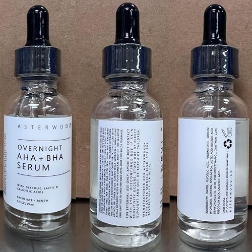 Miniatura 7 de Asterwood Suero exfoliante durante la noche - AHA (ácido láctico y ácido glicólico) - BHA (ácido salicílico) - Apoya la mejora de la