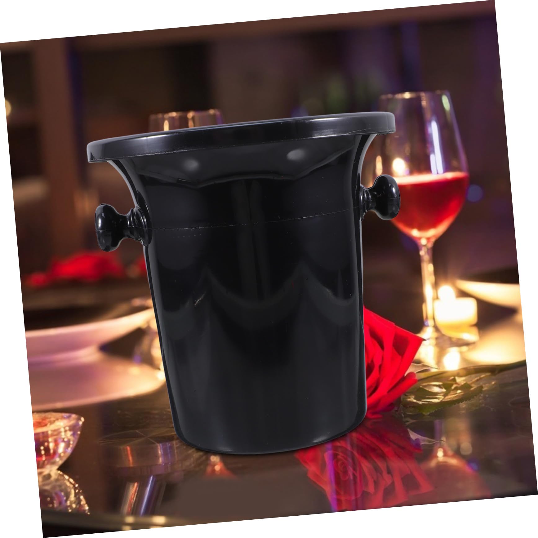 Escupidera de Vino Redonda Negra de Plástico, 4 Piezas | Asas Dobles, Estilo Occidental y Acabado Suave, para Bares y Tiendas Especializadas en Vino