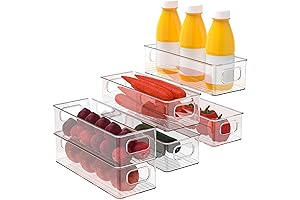Set of 6 Refrigerator Pantry Organizer Bins: Stackable Kitchen Storage Solution
