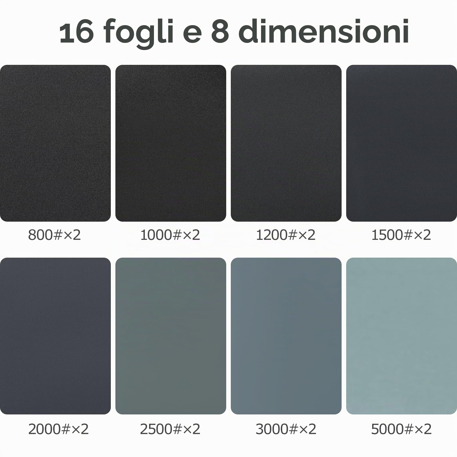 Fein Set di carta vetrata 23x28 cm 5000 4000 3000 2000 1500 1200 1000 800 bagnata e asciutta