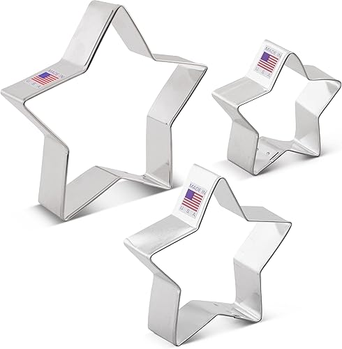 Miniatura 9 de Star Cookie Cutters - Juego de 3 piezas fabricado en los Estados Unidos por Ann Clark, formas de 4 pulgadas, 3.25 pulgadas, 2.75 pulgadas