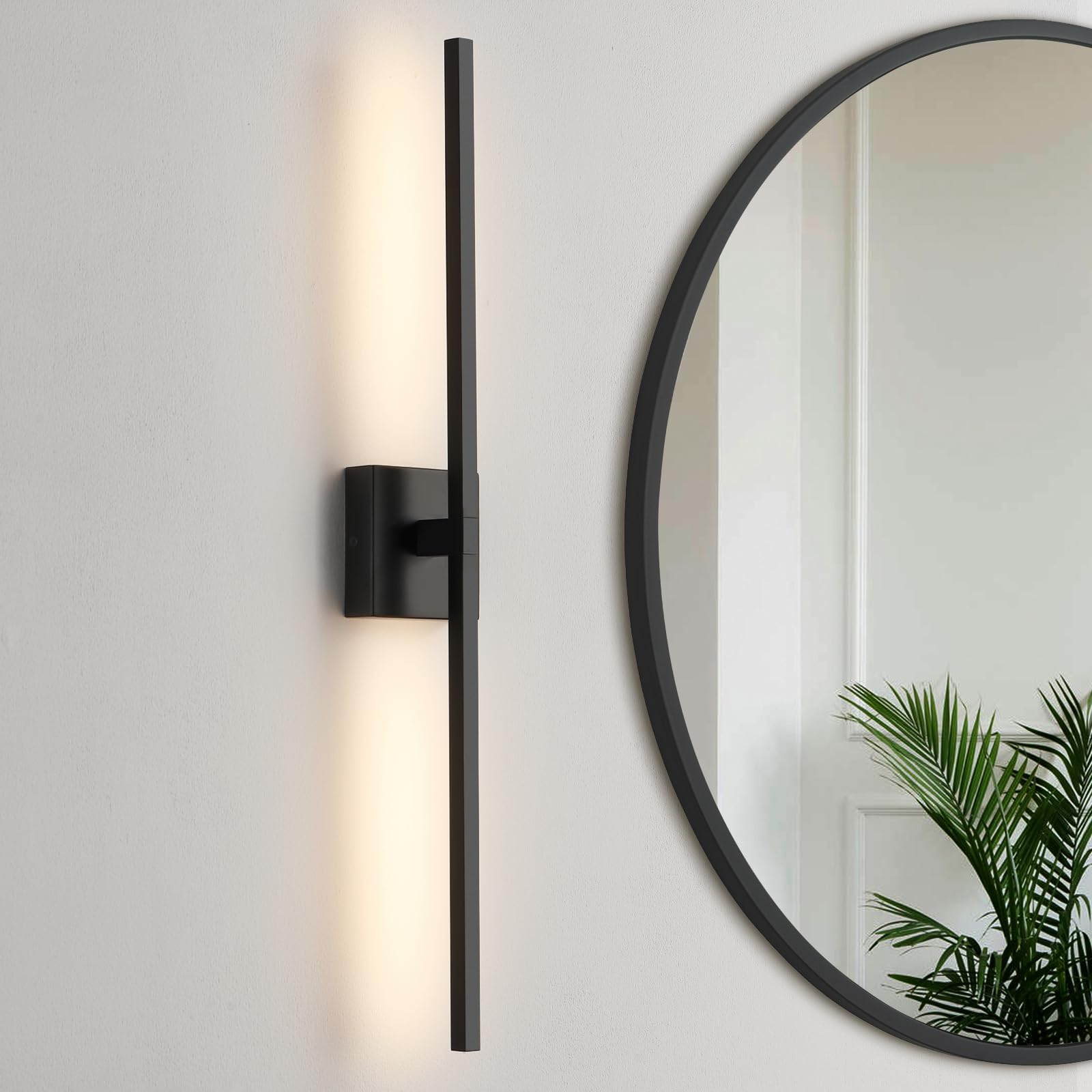 Black Bathroom Vanity Light Fixture 30 inch Dimmable Led Bar Vanity Lights for Bathroom Lighting Fixtures Over Mirror Modern Wall Sconce with 3500K Warm White