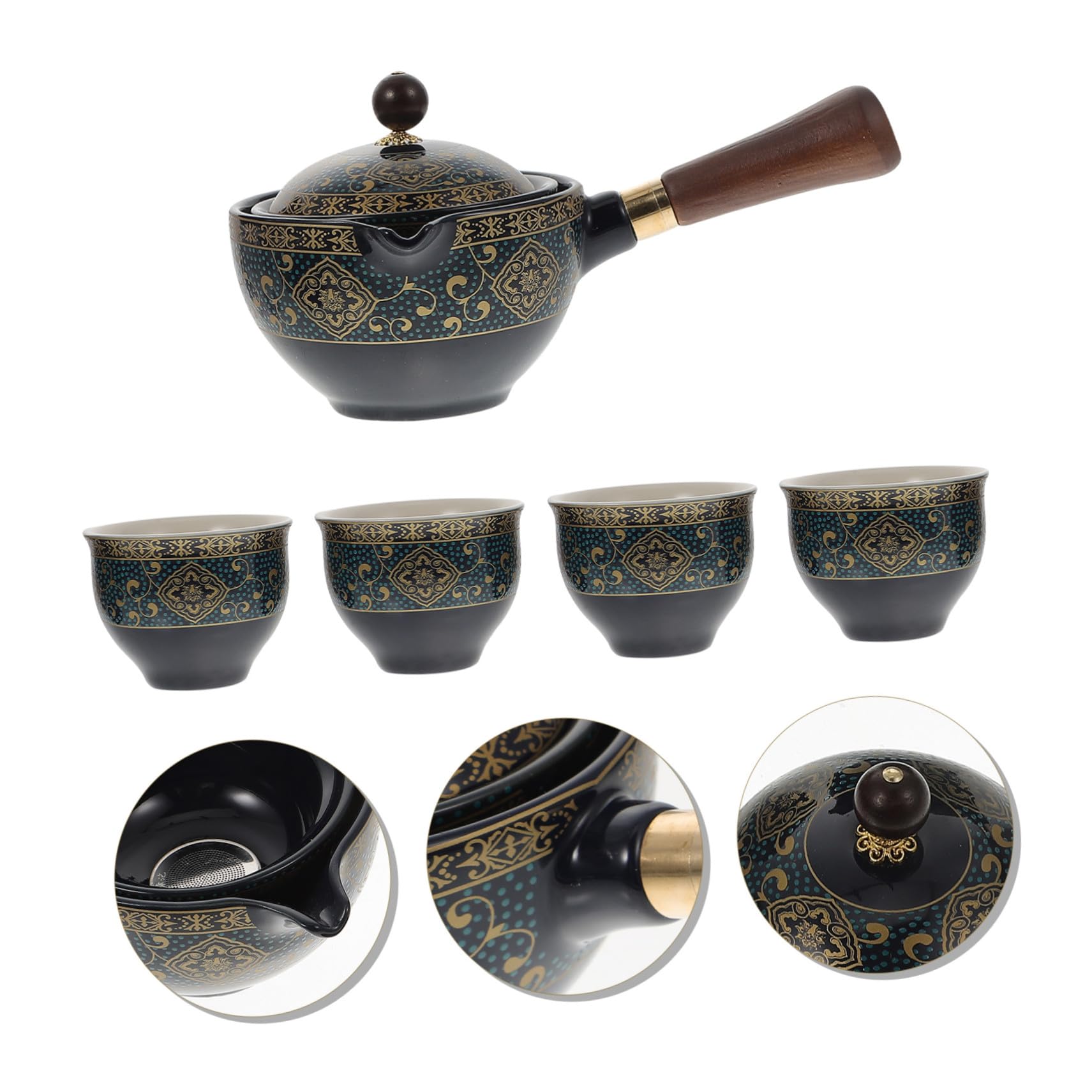 Cabilock Tetera y Diseño Cómodo Capacidad Moderada de Cerámica Mango Lateral Fácil de Usar para Preparar Té en Casa para Infusiones Tradicionales