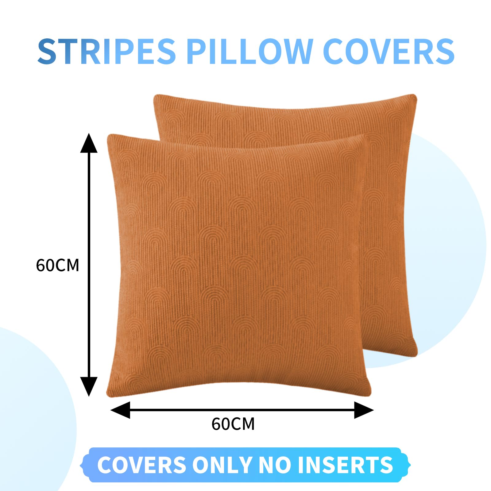 CYCMACO 2 Piece Sofa Cushion Cover, 60 x 60 cm, Sofa Cushion Covers for Living Room Cushion Cover with Invisible Zipper - Image 3