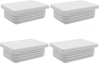 Enkotrade 4 Lamellar Plugs White for Rectangular Pipes, 60 x 40 mm, Pipe Cover Made of High-Quality Polyethylene Plastic, Plugs, End Plugs, Caps, Gliders, Pipe Plugs, Rectangular