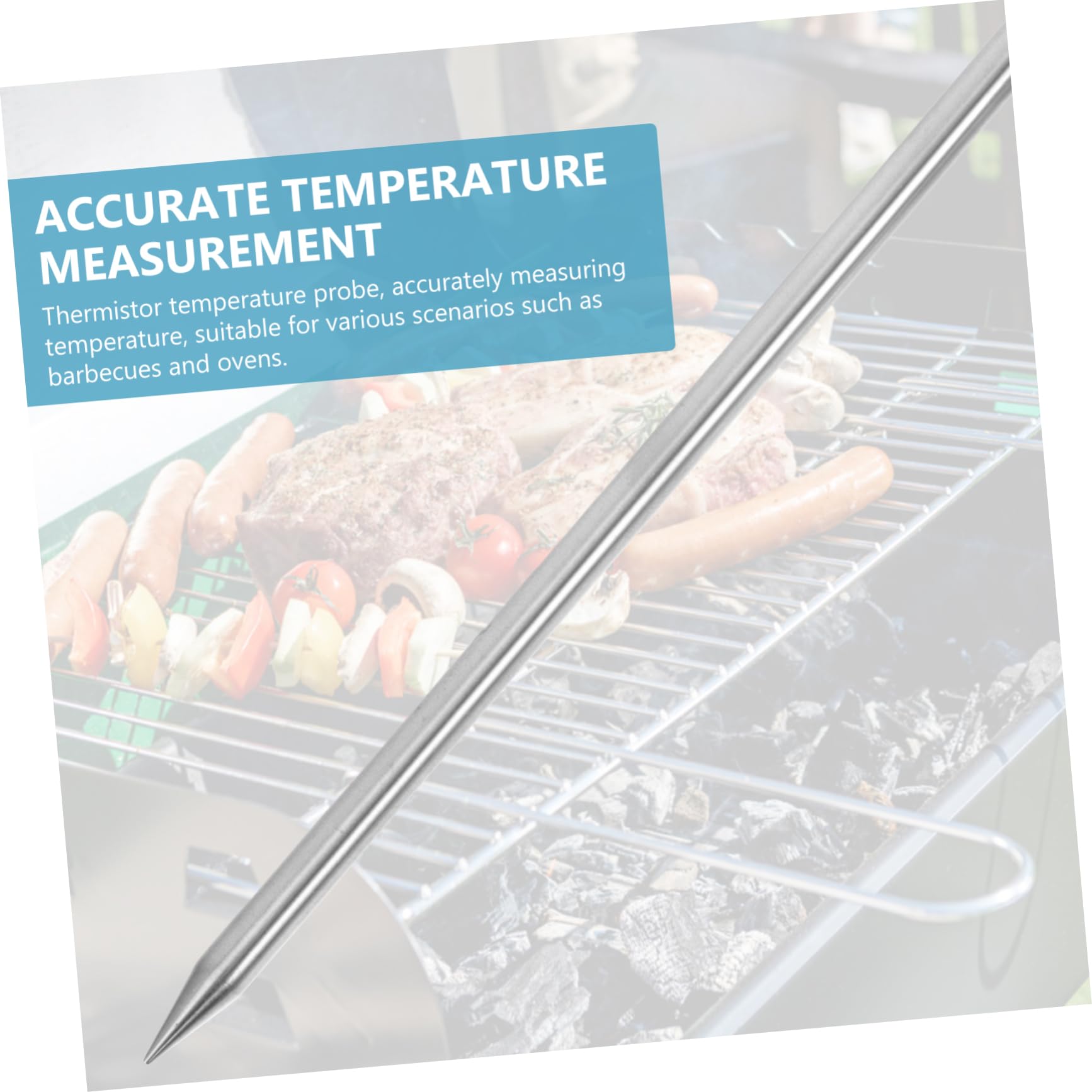 VANZACK 2 Sätze Bbq Temperaturfühler Hochtemperaturbeständiger Grillthermometer mit Silikongriff für Fleisch und Lebensmittel Präziser Temperatursensor für Grill