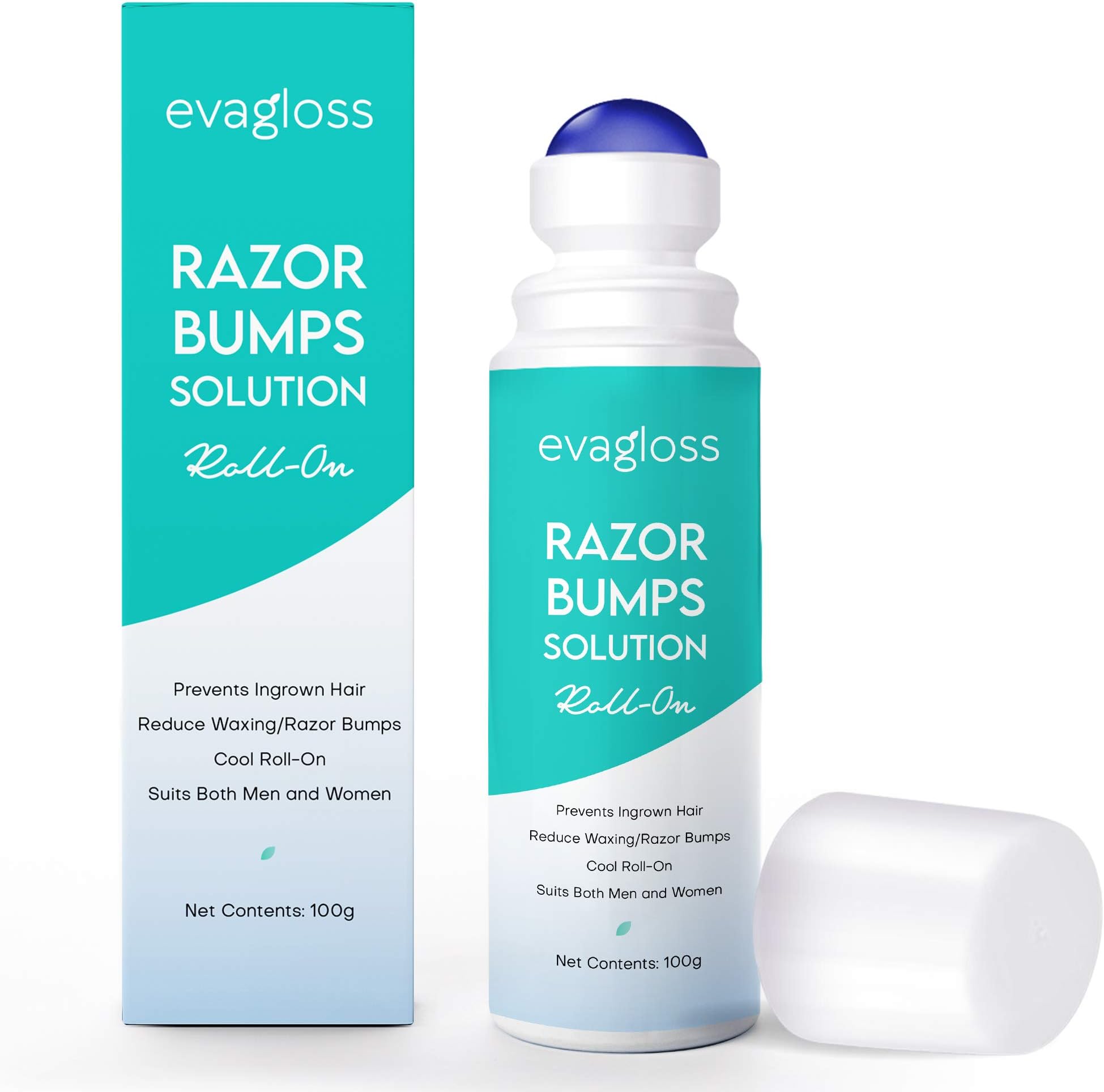 Evagloss Razor Bumps Solution- After Shave Repair Serum for Ingrown Hairs and Razor Burns, Roll-On for Men and Women -100g