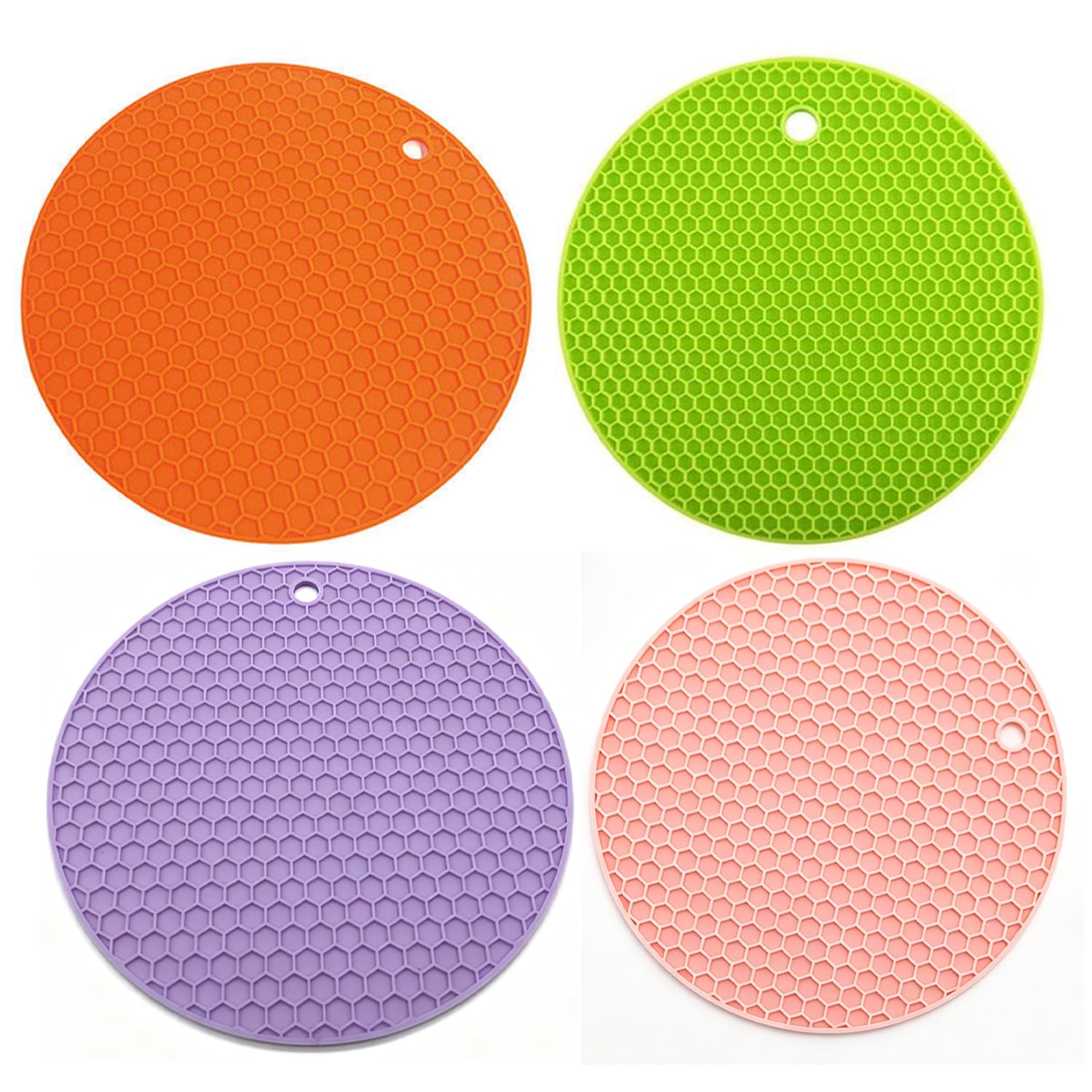 4-Piece Set Non-Slip Silicone Trivet Mat, Heat-Resistant, Flexible, Waterproof Pot Holder, Multi-Purpose Coaster for Kitchen Countertops, Hot Cookware, and Dishes