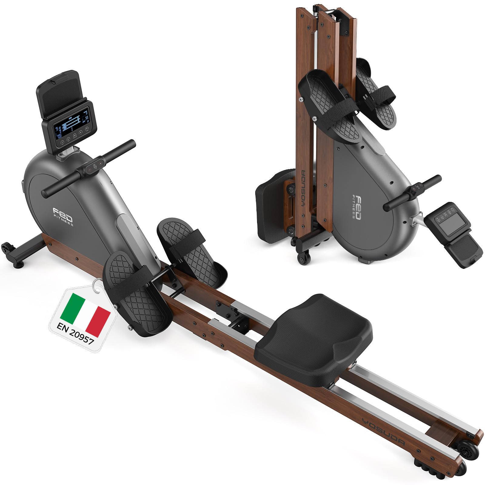 YOSUDA Vogatore Professionale per Casa, 16 Livelli di Resistenza, Vogatore Magnetico Silenzioso con APP, Monitor Bluetooth & Stent Capacità di Carico 160KG