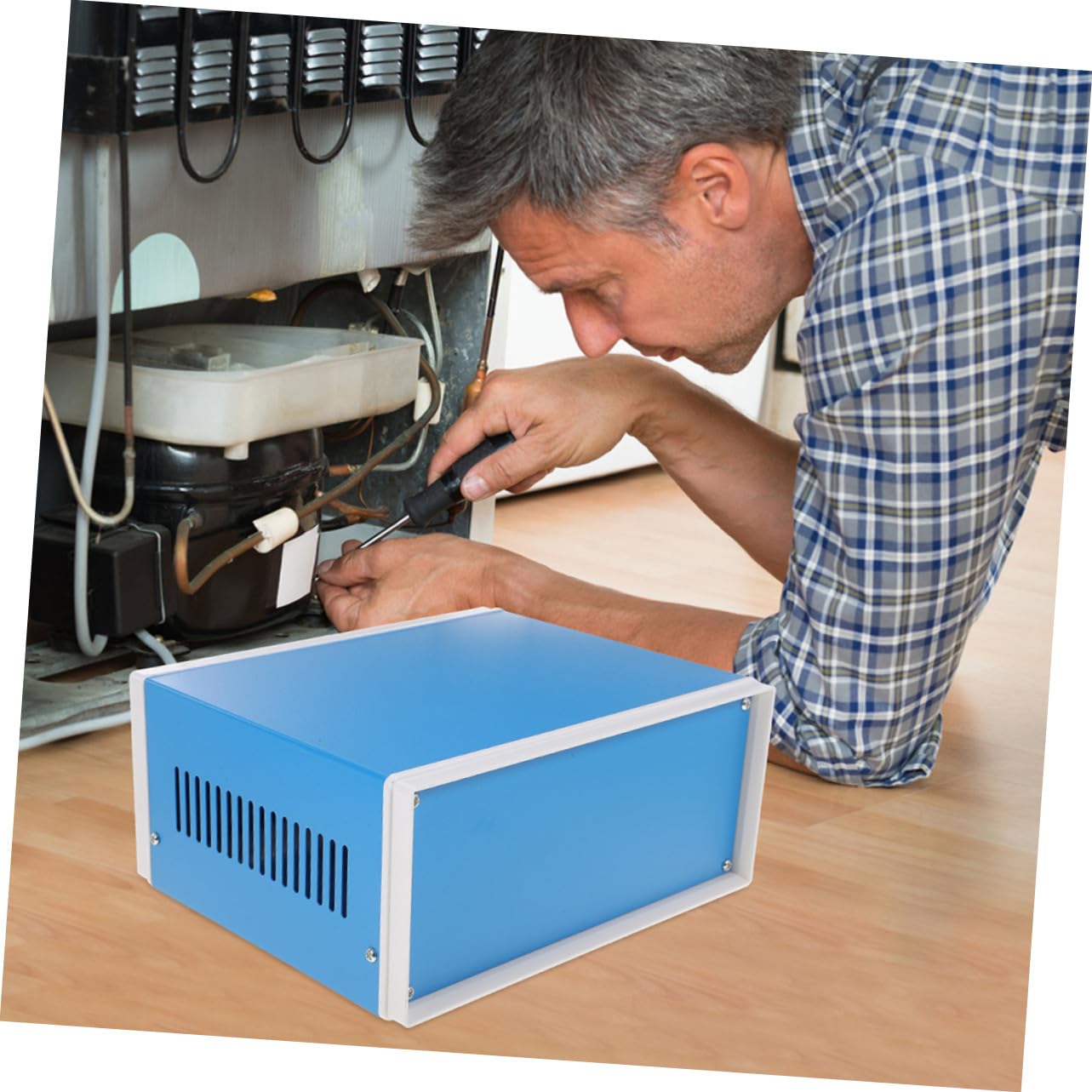 Boîtier de Projet Électronique en Métal Bleu, Vis
