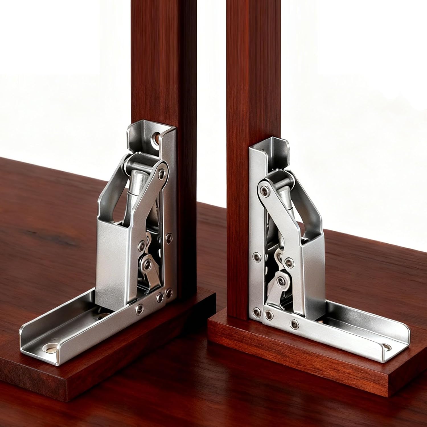 Folding Brackets with Self-Locking Hinges, 2 Pack Folding Door Shelf Hinge with Screws Hidden Hinges for Cabinet Doors for Furniture Leg, Cabinet, Table Holder,Folding 0°-90°-180°