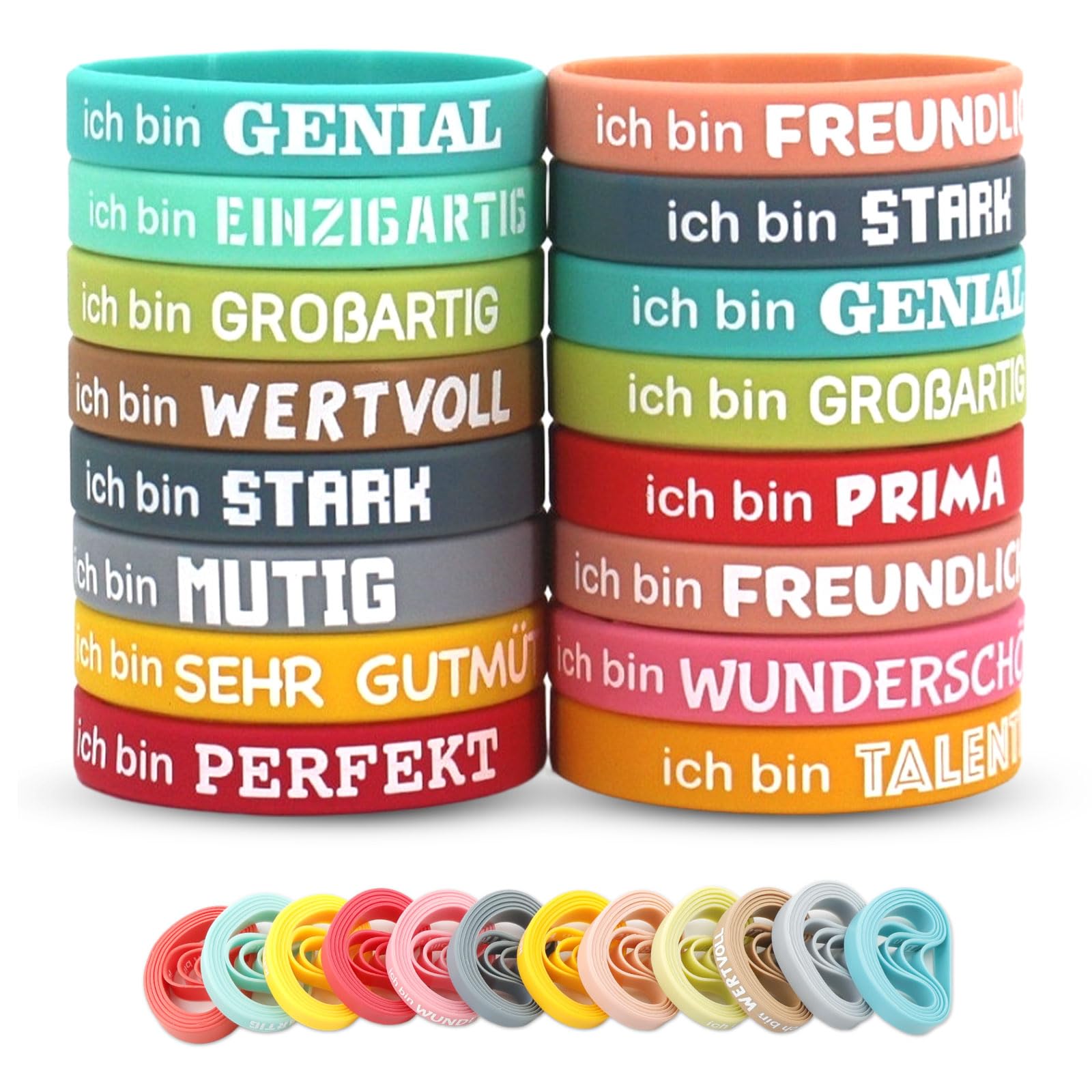QINGYIWL 24/40/50/60 stuks motivatiearmbanden, siliconen armbanden met inspirerende spreuken moedmaker cadeaus motiverende rubberen armbanden feestcadeautjes voor tieners leerlingen collega, 1