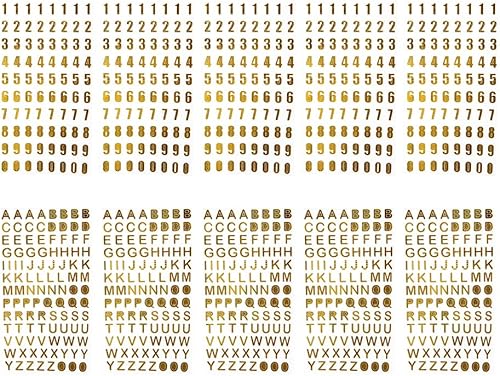 10 hojas de calcomanías con letras de números con purpurina, calcomanías del alfabeto dorado, calcomanías de graduación para números autoadhesivos