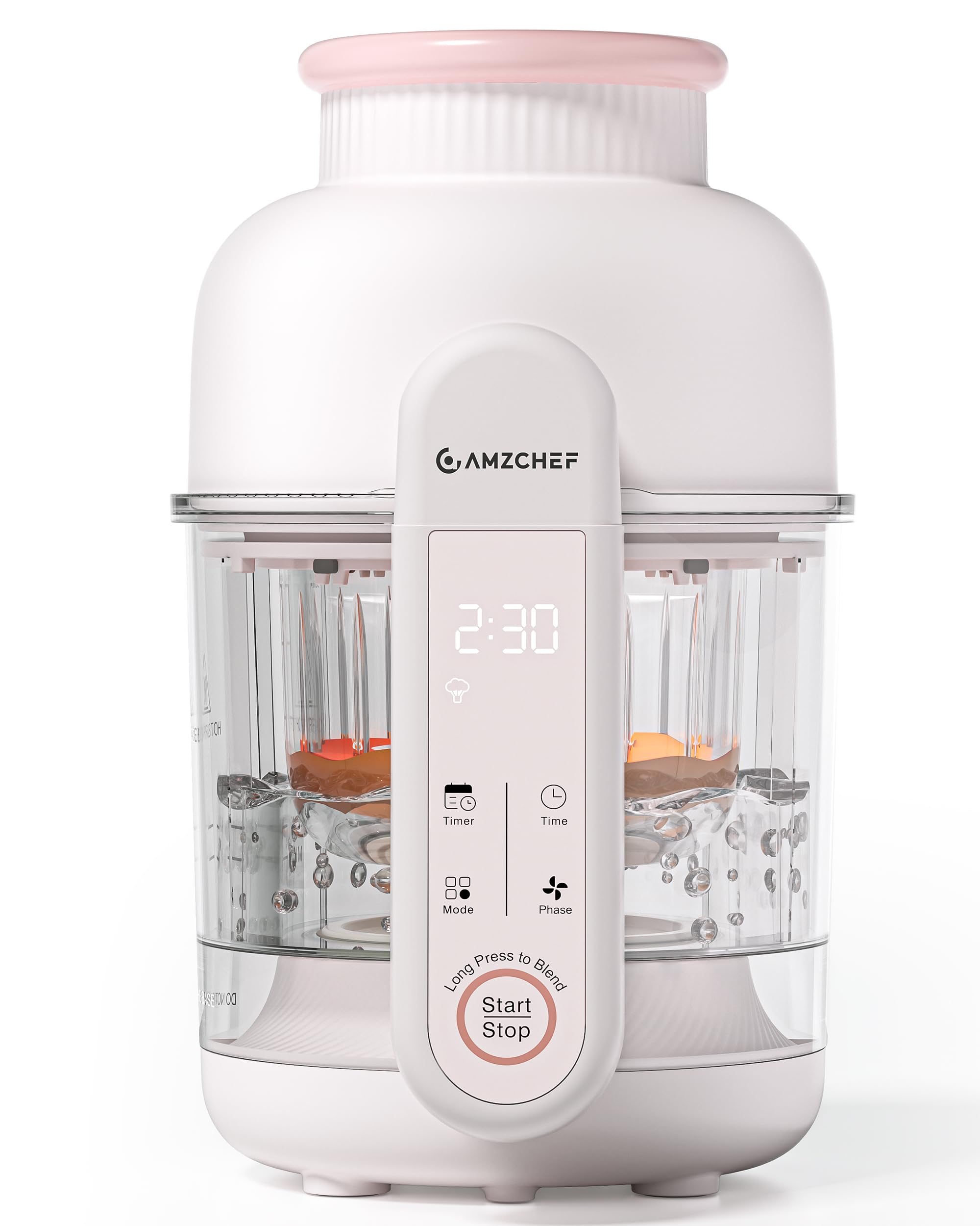 AMZCHEF Robot Cuiseur Mixeur 6-en-1 pour bébéavec panier vapeur – Préparateur repas bébé 350 ml, mixeur & cuiseur vapeur avec sélection d’âge, programmes minutés, compatible lave-vaisselle, sans BPA