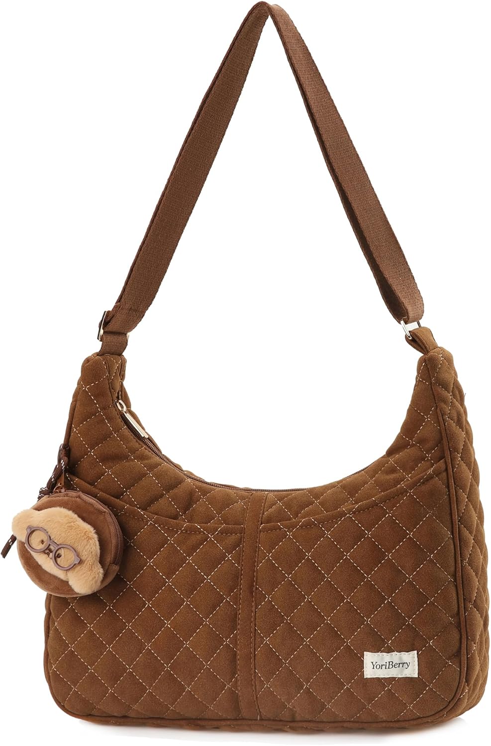 Quilted Hobo Shoulder Bag for Women, Crossbody Purse with Pockets, Quilted Purse Hobo Handbags with Zipper & Adjustable Strap