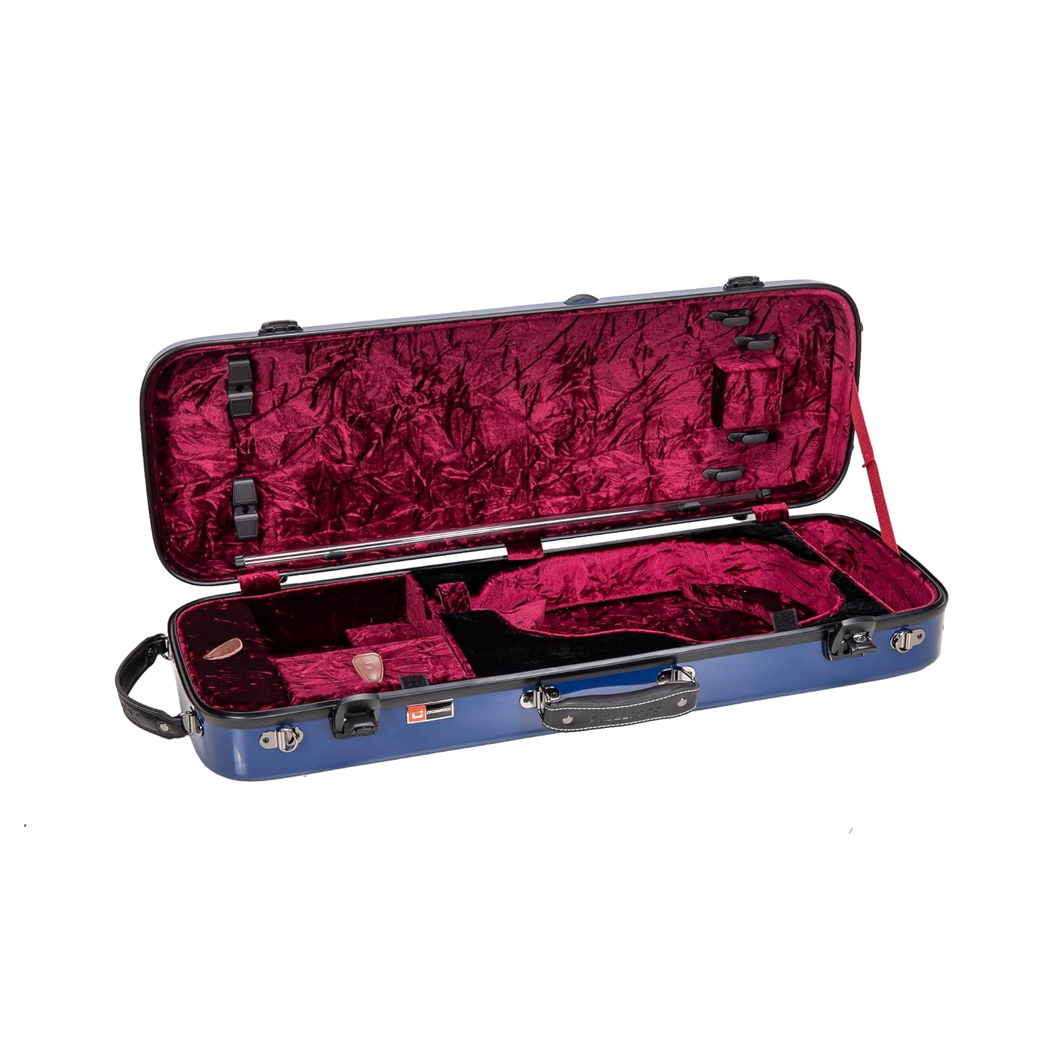 Crossrock Fiberglass Oblong Case fits 4/4 Full-Size Violin, Includes TSA lock, Protective Blanket, Hygrometer, Accessory Compartments-Navy Blue (CRF2020VNVBL-R)