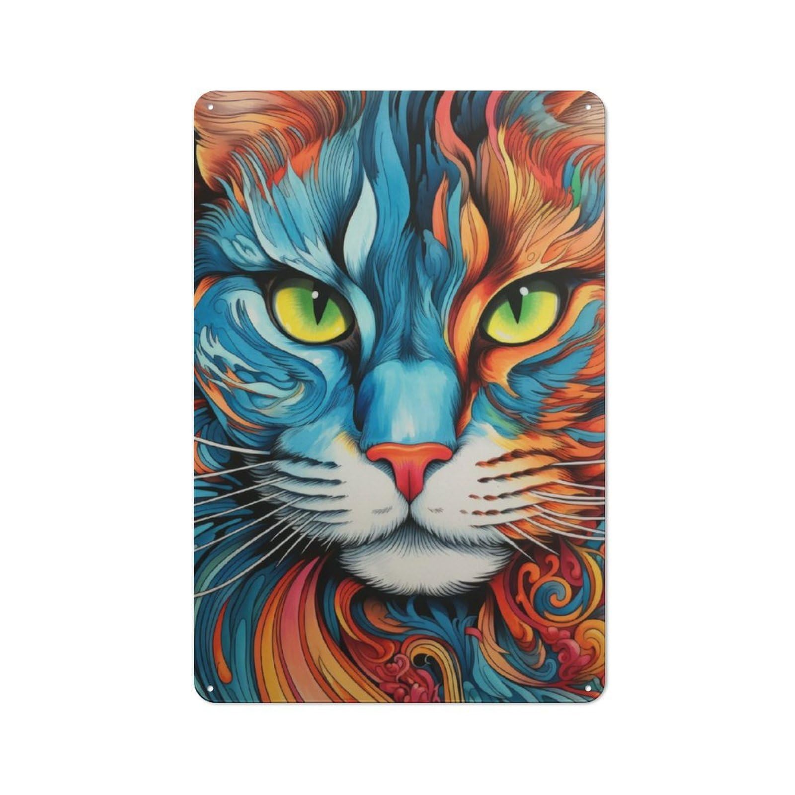 Junmoney Cat Amazing Portrait Retro Metal Plaque 30X20cm For Garage Or Workshop, Housewarming Wall Decor For People Furnishing Garage And Workshop