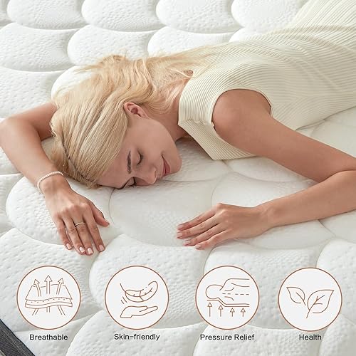 Miniatura 4 de Colchón de tamaño King, colchón híbrido de espuma viscoelástica de firmeza media y resortes de bolsillo, colchón tamaño King de 12 pulgadas en una