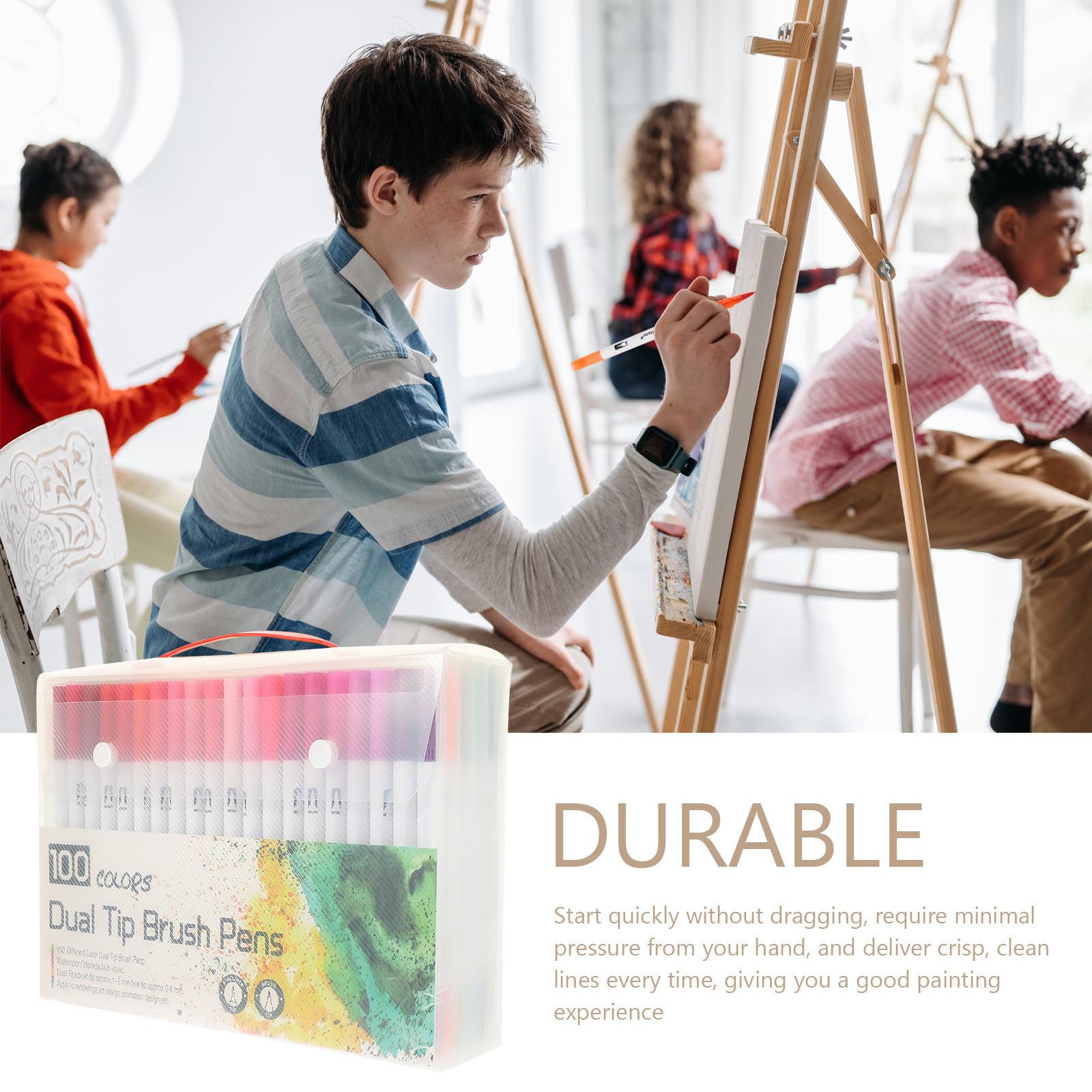 Lot de 100 Stylos Marqueurs à Pointe Fine et Pinceau pour Coloriage, Matériel de Coloriage en Abs Éponge, pour Noël et Projets Artistiques