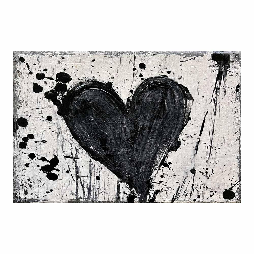 HOQIU Black And White Pictures For Walls Grunge Black Heart Decor prints for walls, canvas wall art, for Living Room Bedroom Bathroom Home Office Wall Decoration(Multicolor)-70x100cm Unframed