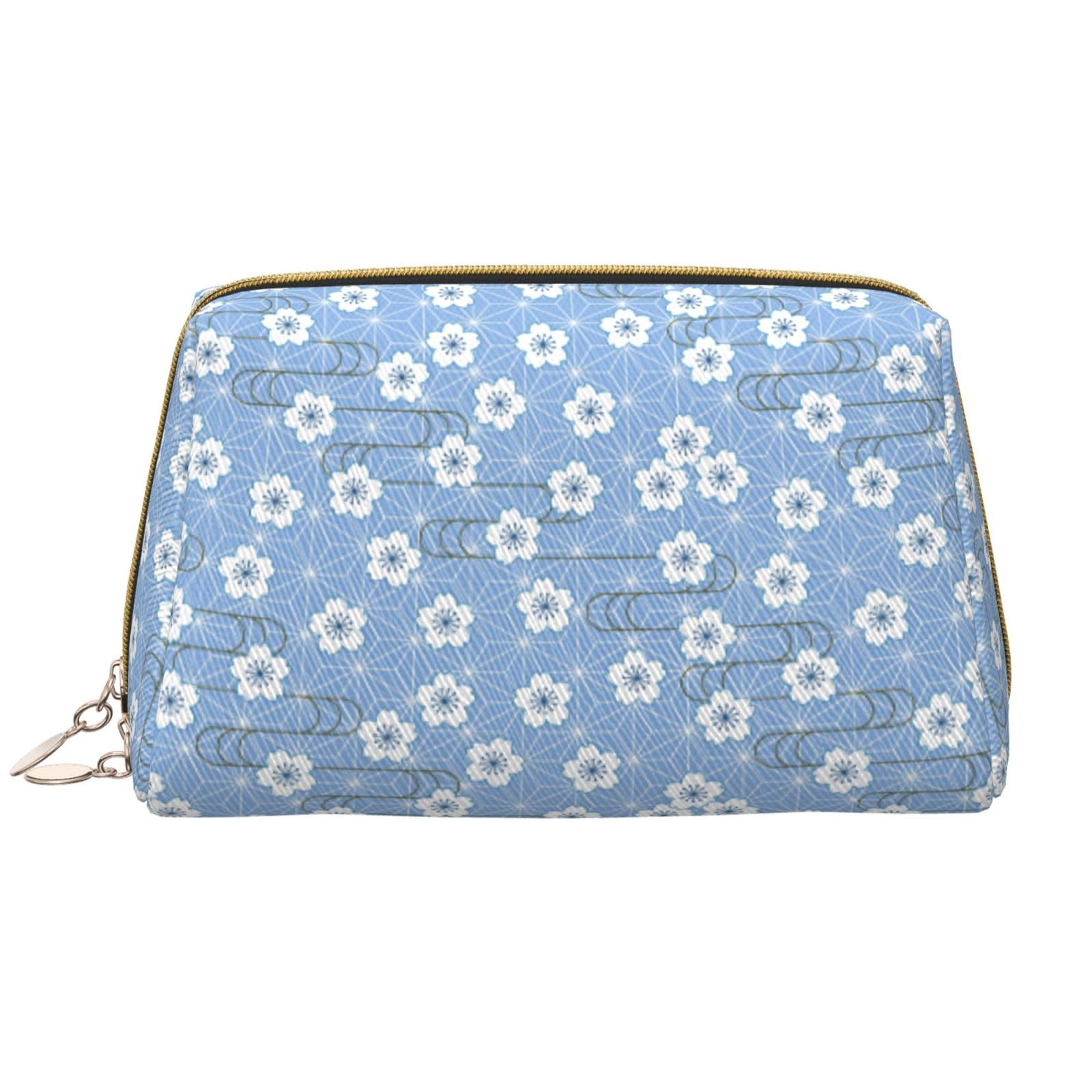 Amazon.co.jp: コスメポーチ ブルー 花柄 和風 和柄 メイクポーチ 化粧