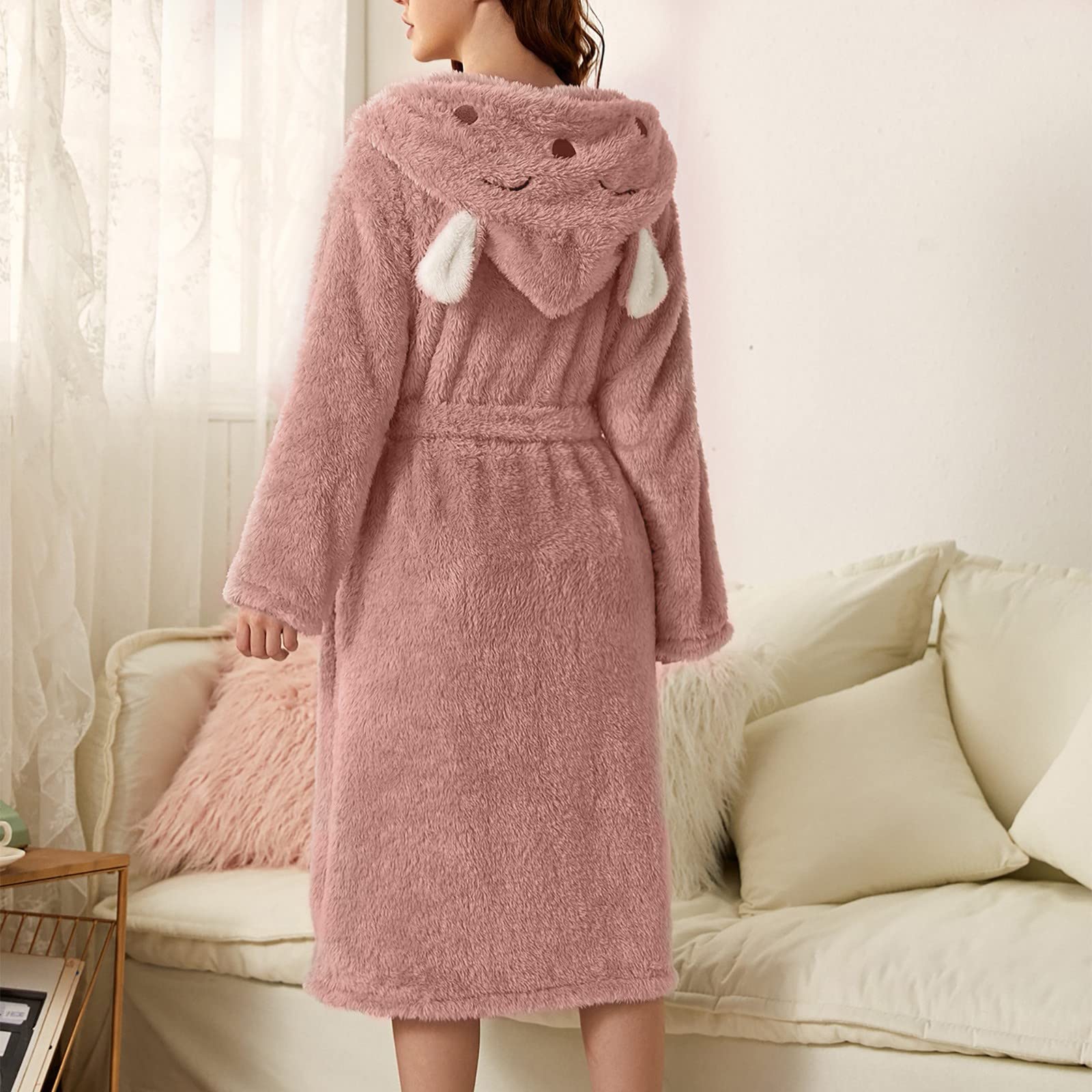 Générique Peignoir Femme avec Capuche Pyjama Absorbant Long Poches Robe De Chambre Doux Leger Confort Eponge pour Voyage, Piscine, Salle De Sport,