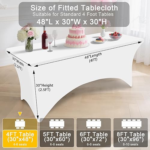 Miniatura 102 de Smiry Paquete de 2 manteles de elastano de 6 pies, elásticos ajustables, lavables y sin arrugas, rectangulares para mesa de patio, para exteriores,