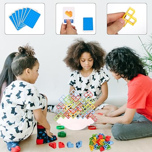 Miniatura 5 de Juego de 32 bloques de apilamiento de balance, juego de apilamiento de bloques de equilibrio, juegos de mesa para niños y adultos, juegos de mesa