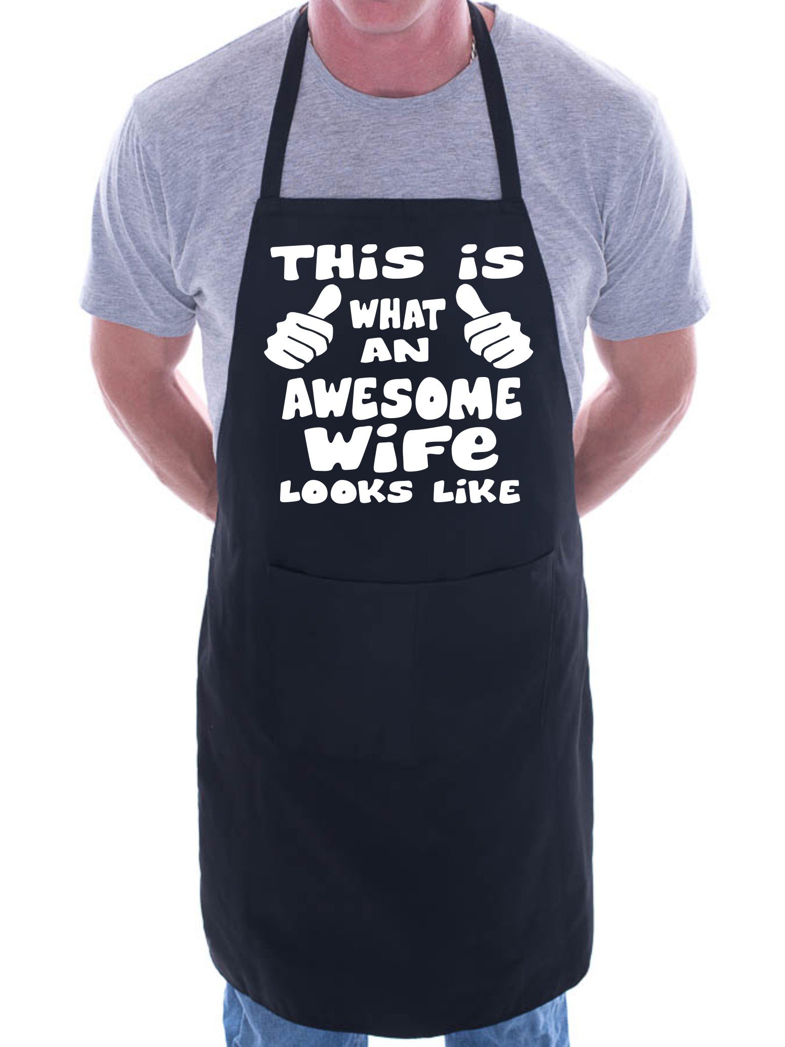 Print4u Men's Black This Is What Awesome Wife Bbq Cooking Funny Novelty Apron