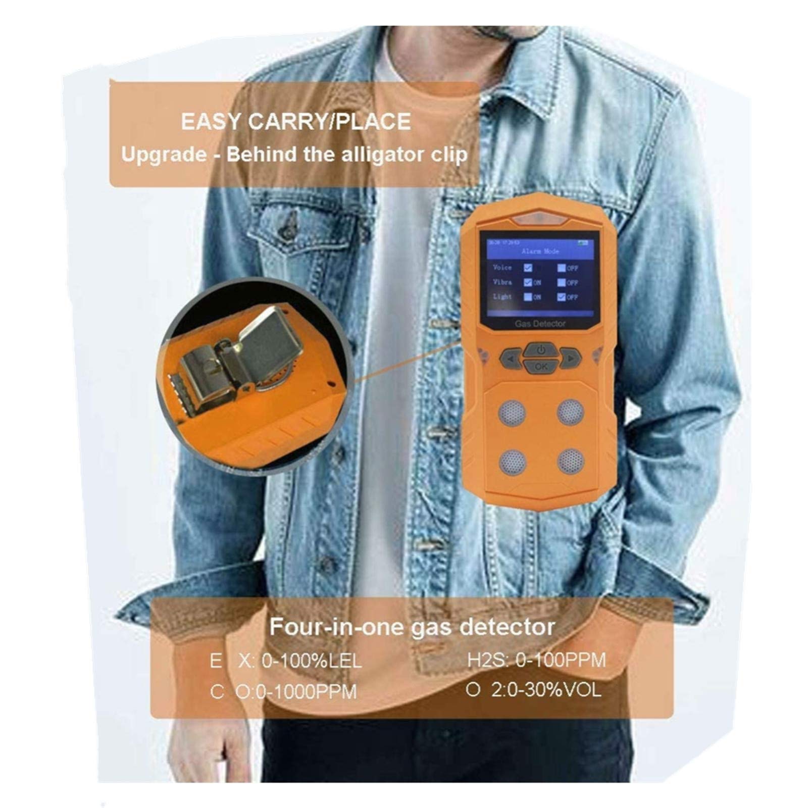 HAOKESITE 4 monitores de gas recargable portátil detector de gas H2S O2