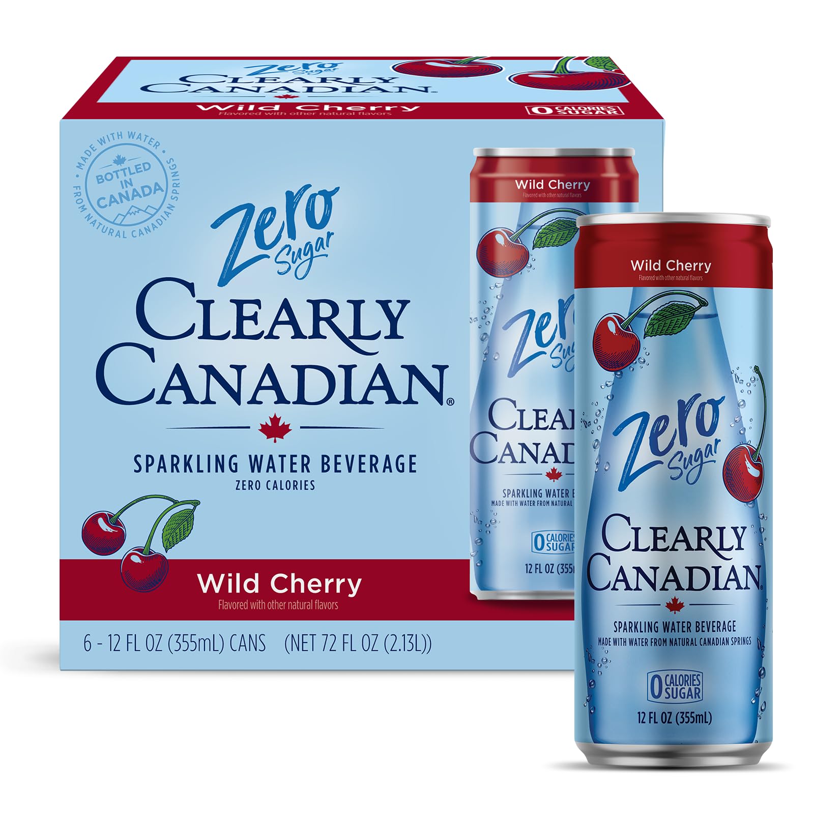 Clearly Canadian Zero Sugar Wild Cherry 6-Pack Cans