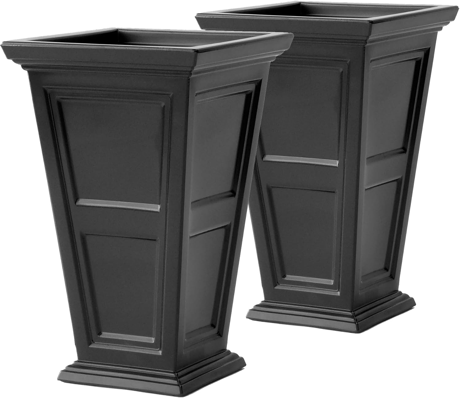 FCMP Outdoor Chelsea Self-Watering Planter (2-Pack) – Set of 2 Large Planters for Porch, Patio, Outdoor/Indoor (MOD-CHEL3000-BLK-2) Black (24-inch Tall)