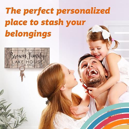 Miniatura 2 de Pattern Pop Percha de llaves personalizada de la casa del lago con aspecto de tablón de madera