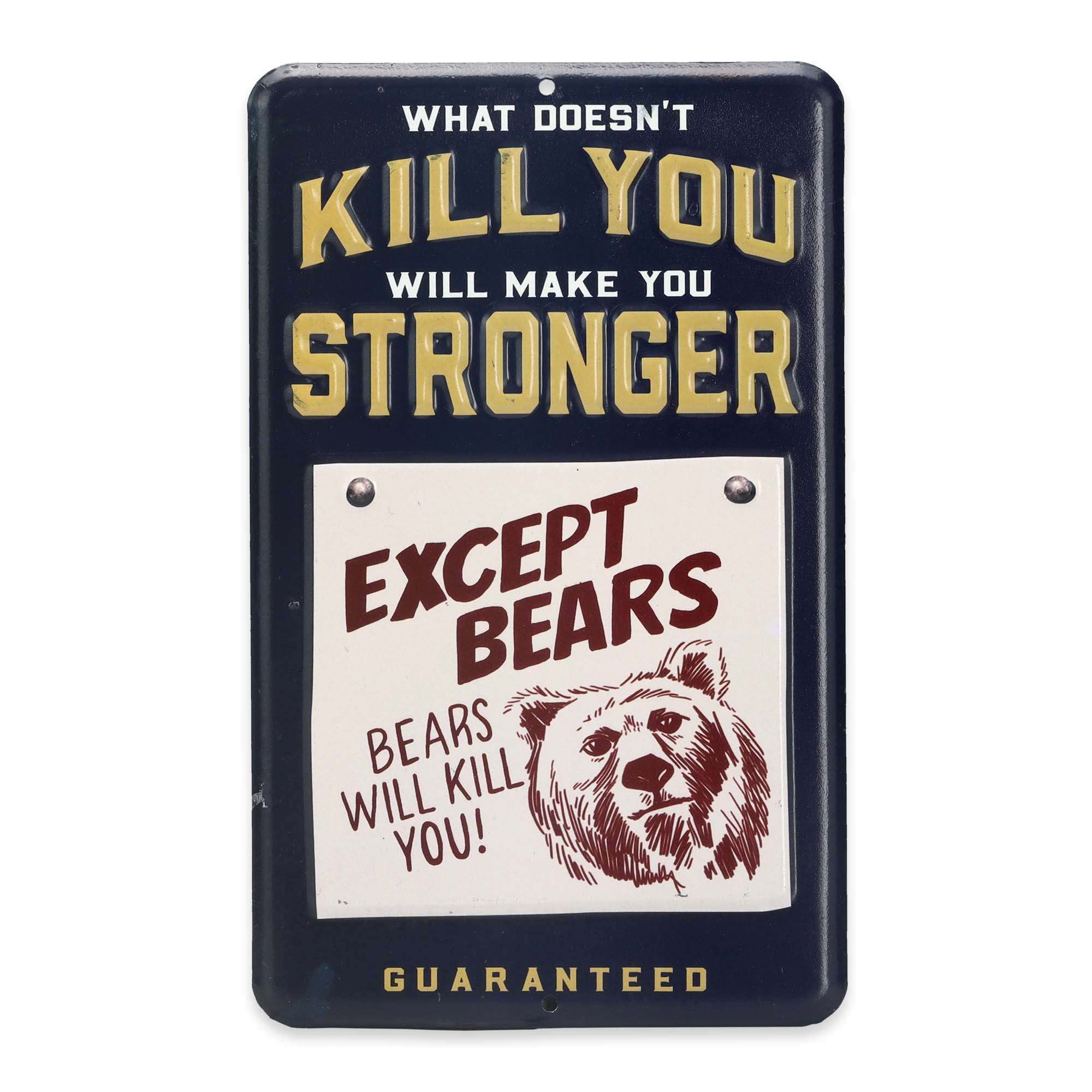 Plaque en métal What Doesn't Kill You décollerie vintage pour garage et man cave