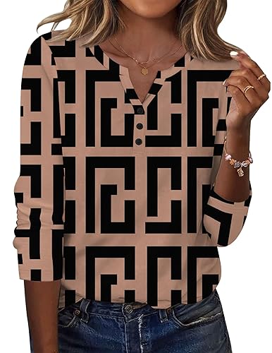 Zeagoo Long Sleeve Shirts for Women Casual V Neck Fall