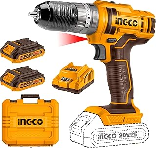 INGCO 20V Cordless Impact Drill 45NM, 400/1500RPM Speed Adjustable, 18+1+1 Settings, Electric Drill with 47Pcs Drill Bits, Price In India