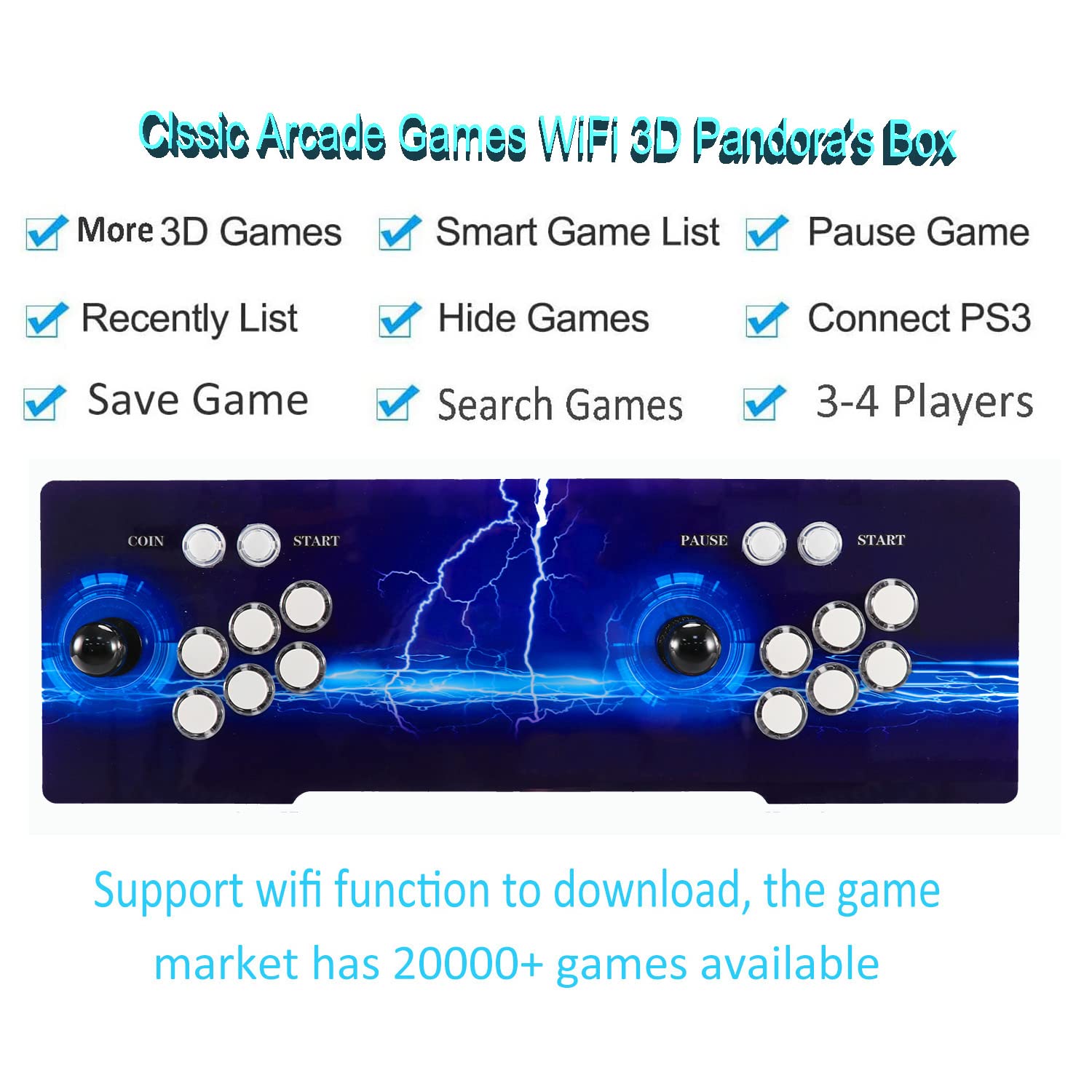 Amazon.com: Uiexer 3D Pandora's Box with Download Function ( 20000+ Games  Chose), 5000 in 1 Classic Arcade Game Console, 1280 x 720 Full HD, 3D Games,  Search/ Save/ Hide/ Pause Game, 4 Players Online Game : Video Games