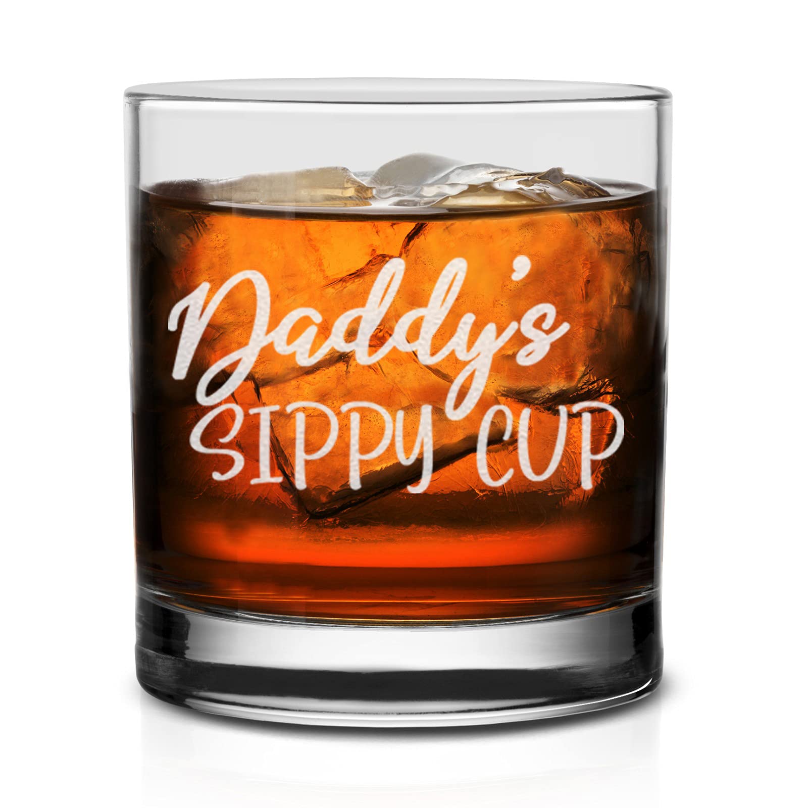 Daddy's Sippy Cup Old Fashion Rocks Glass Funny New Dad Gifts Birthday Fathers Day Gift