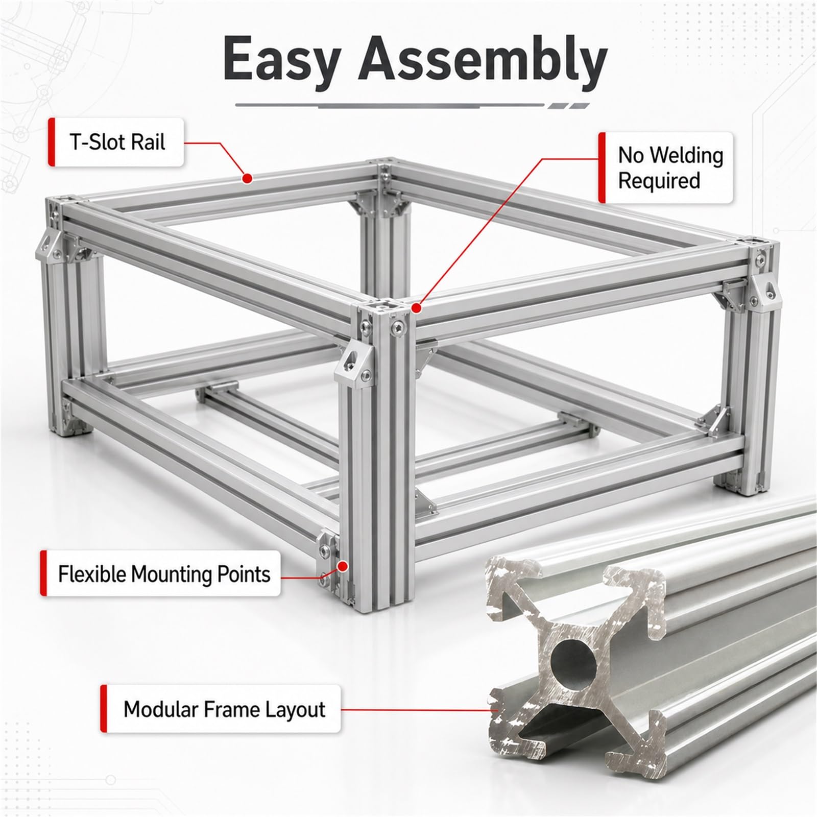Linearschienenprofilrahmen,Aluprofil Konstruktionsprofil,Aluminiumprofil Extrusions Eloxierte Linearschiene,Glatte OberfläChe,FüR Maschinenbau,Werkbank & DIY