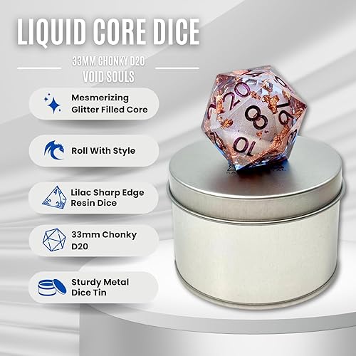 Miniatura 2 de Sage's Portal Souls Liquid Core D20 Chonky - Dados DND de resina de borde afilado de 1.299 in para Dungeons and Dragons RPG de mesa TTRPG (almas