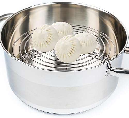 Miniatura 8 de Angoily Estante de vapor de acero inoxidable, estante de enfriamiento redondo, estante de cocina, salvamanteles de olla de acero inoxidable para