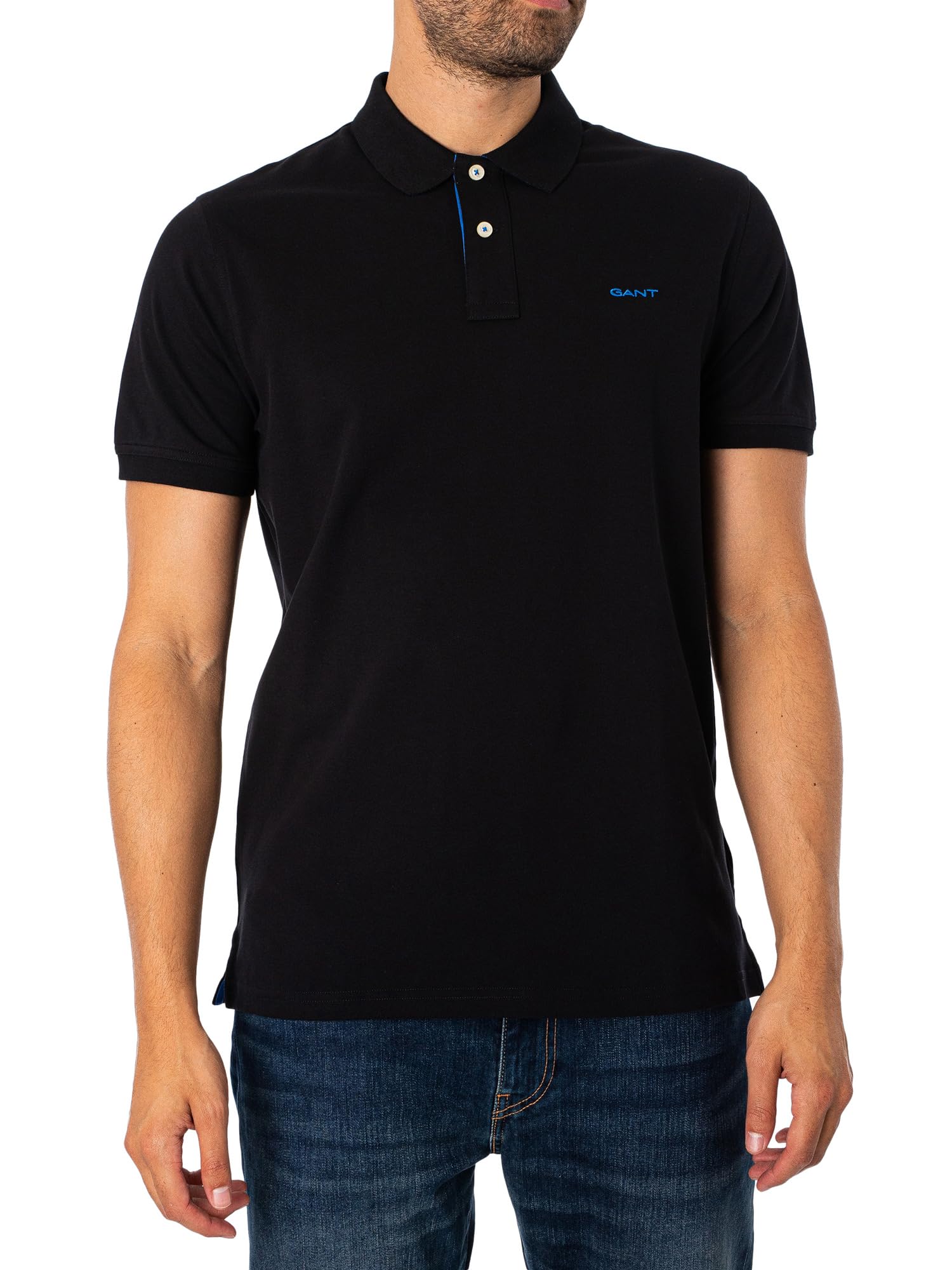 Gant Herren Reg Contrast Pique Rugger Polohemd, Schwarz, L EU