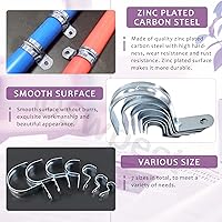 Vista 3 de Swpeet 20 piezas de 2 "(50 mm) zinc plateado un agujero EMT correa de tubo, correas de tubería U soporte de tubo abrazadera de tubo 1 agujero a