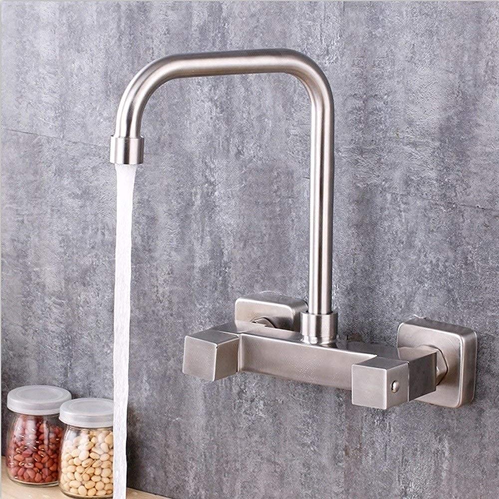 Rubinetti, Rubinetto da Parete in Acciaio Inossidabile 304 Rubinetto da Cucina Freddo Caldo rubinetti per lavabo Quadrato Lavanderia lavello Piscina Rubinetto Acqua-Rubinetto,a (B) (C)