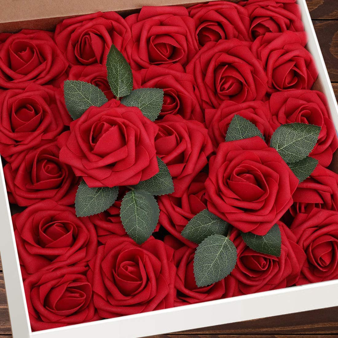 Fiori artificiali 25 pezzi di rose finte in schiuma viola scuro dall'aspetto reale con steli per bouquet da sposa fai da te, addio al nubilato  15