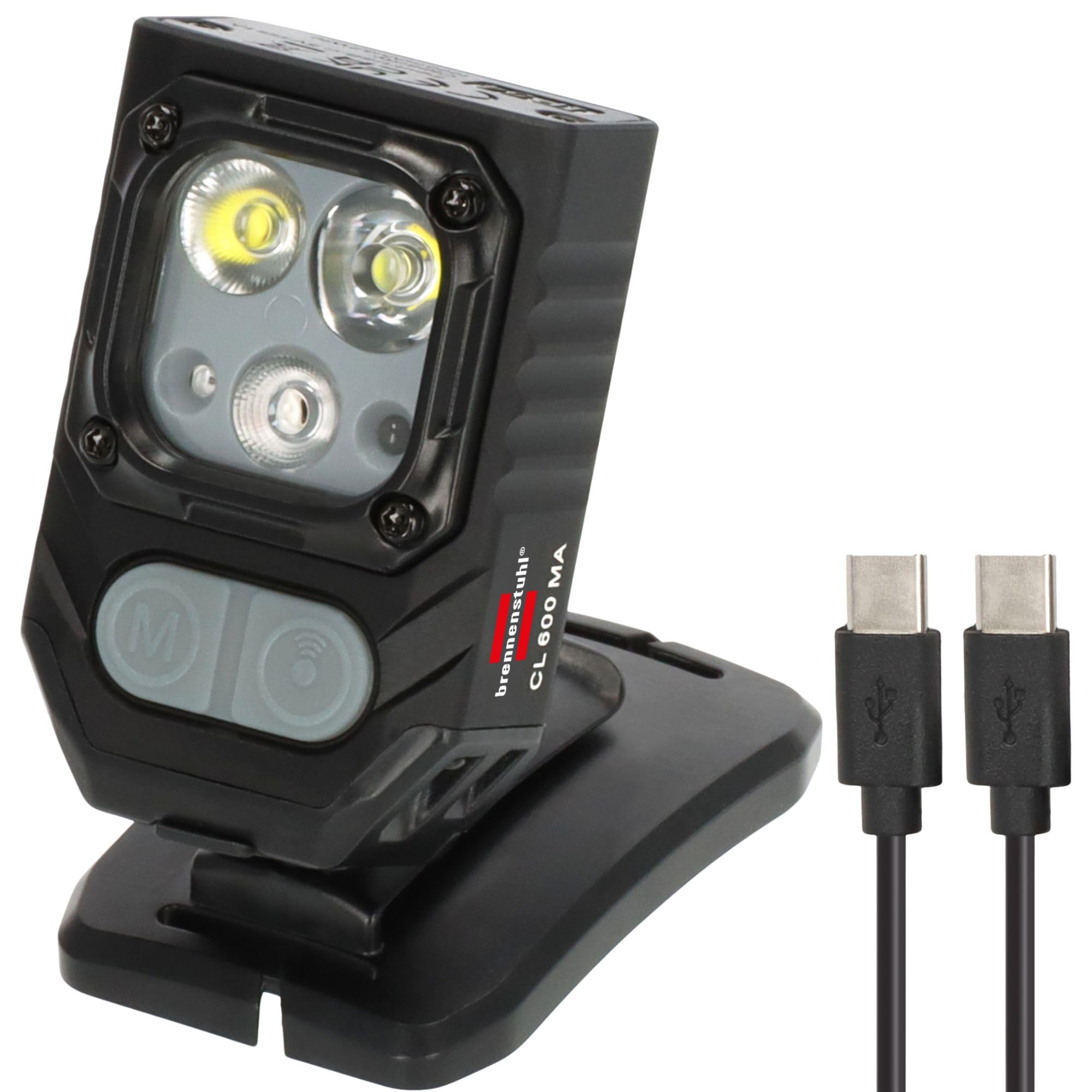 Brennenstuhl Rechargeable LED Work Lamp CL 600 MA (600lm, IP54, 6 Light Modes, LED Torch with Magnetic Base and 360° Swivel Joint, Robust Aluminium housing, max. 39h Light Duration, USB C)