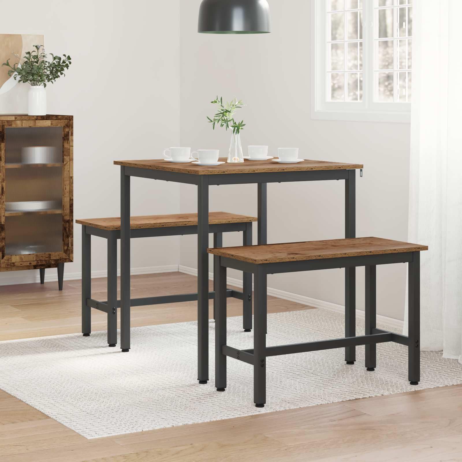 Table à manger 70 x 70 x 75 cm en bois avec structure en métal, table moderne pour cuisine et salle à manger, robuste, peu encombrante et facile à nettoyer, intérieur pour salon et restauration