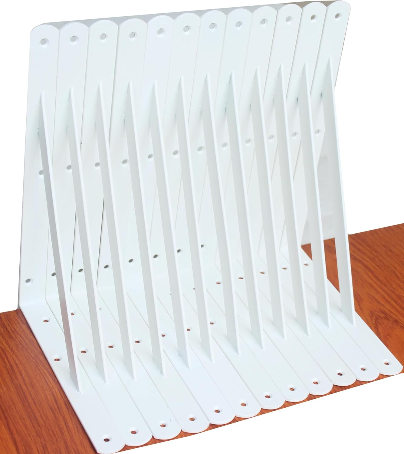 16 Pack L11" x H 8" White Heavy Duty Shelf Brackets with Screws Metal Shelf Brackets